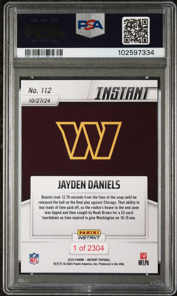 Graded 2024 Panini Instant NFL Jayden Daniels #112 Rookie RC Football Card PSA 9 Mint