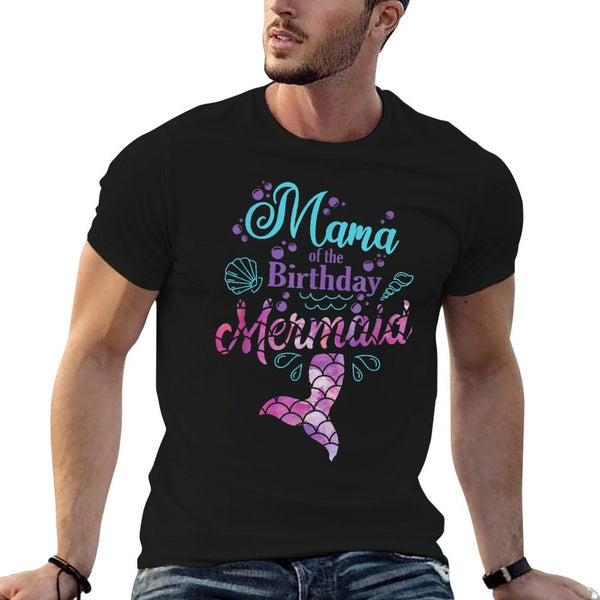 Mama Of The Birthday Mermaid Birthday Party Mermaid Mother  Cotton T-Shirt