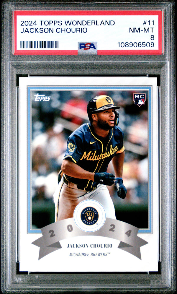 Graded 2024 Topps Wonderland Jackson Chourio #11 Rookie RC Baseball Card PSA 8 Near Mint