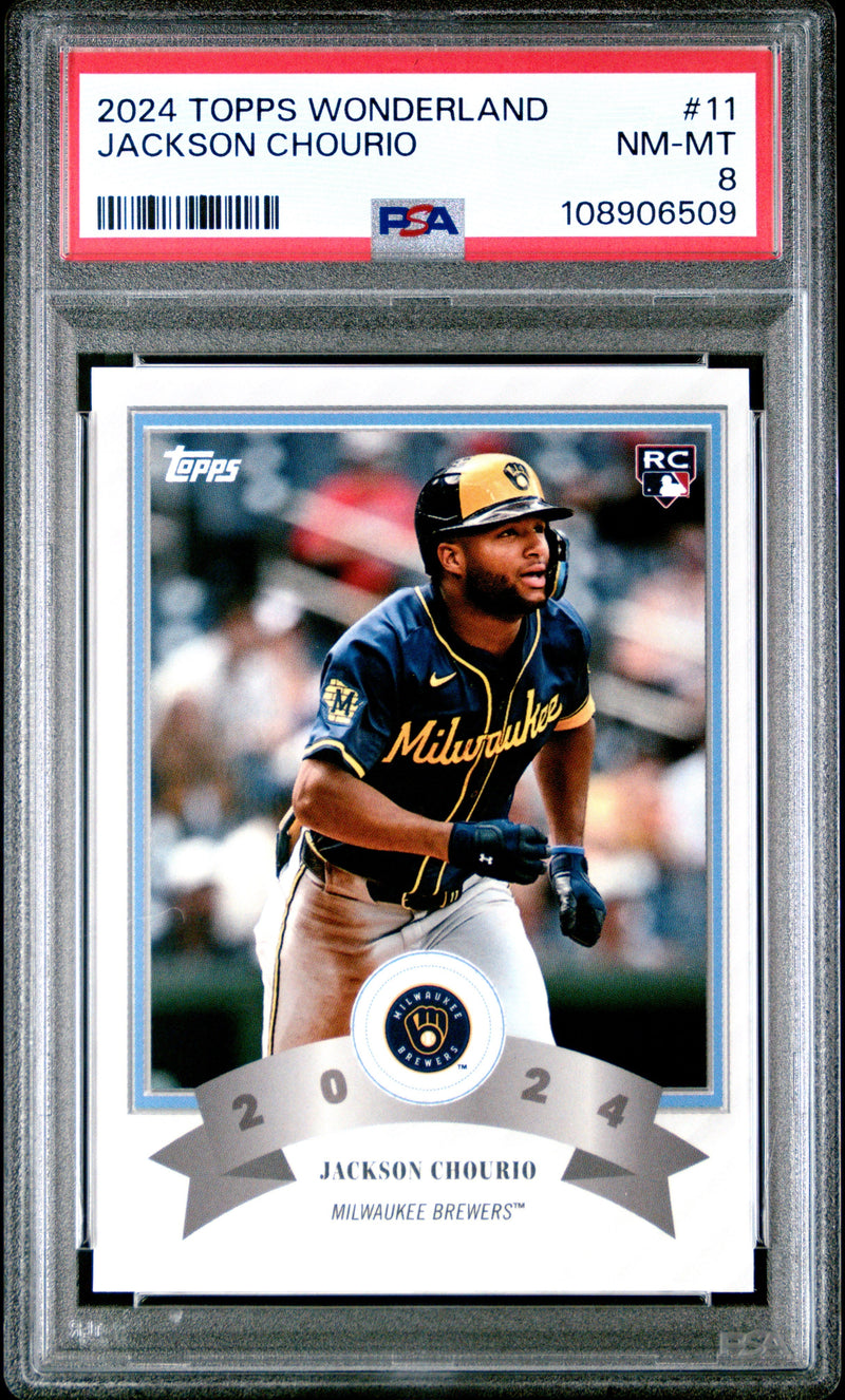Graded 2024 Topps Wonderland Jackson Chourio #11 Rookie RC Baseball Card PSA 8 Near Mint