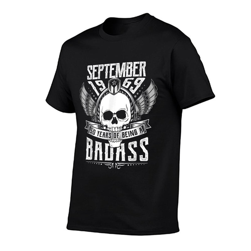 50th Birthday Gift September 1969, Badass Biker Style  Rolled Sleeves T-Shirt