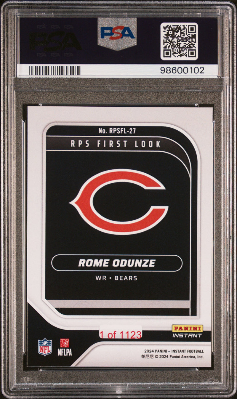 Graded 2024 Panini Instant NFL Rome Odunze #RPSFL27 RPS First Look Rookie RC Football Card PSA 7 Near Mint