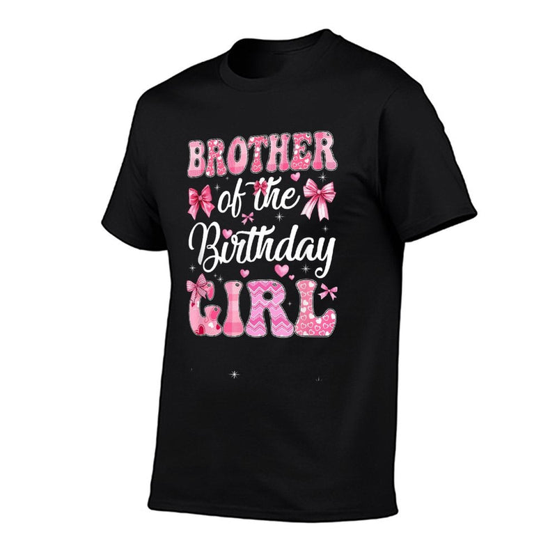 Brother Of The Birthday Girl Family Pink Coquette Bow Comfortable T-Shirt