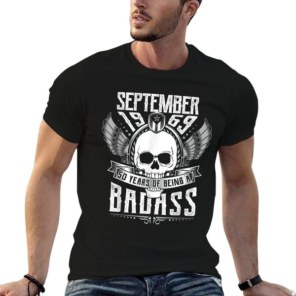 50th Birthday Gift September 1969, Badass Biker Style  Rolled Sleeves T-Shirt