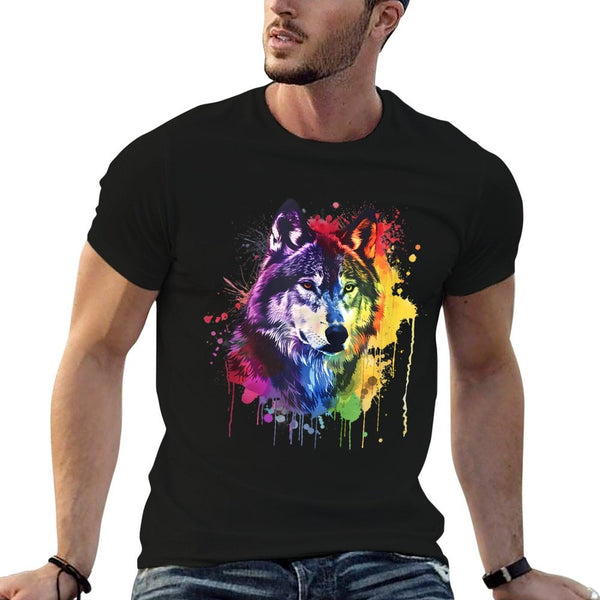 LGBT Portrait Wolf Rainbow Artwork Lesbian Pride LGBT Day  Vintage-inspired T-Shirt