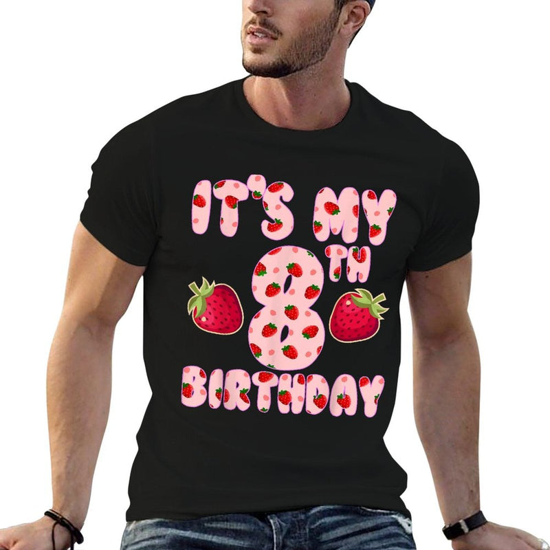 Kids 8 Year Old Strawberry Birthday Girl Sweet Fruit 8th  Versatile T-Shirt