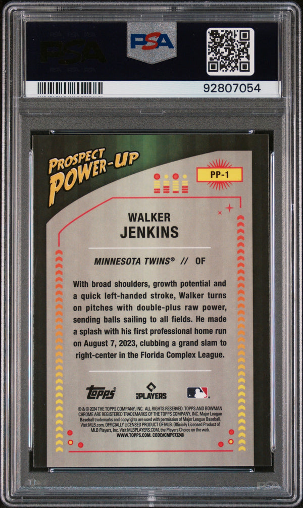 Graded 2024 Topps Bowman Walker Jenkins #PP1 Prospect Power Up Rookie RC Baseball Card PSA 10 Gem Mint