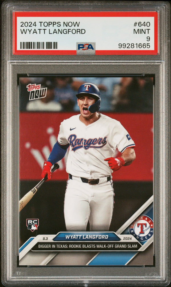 Graded 2024 Topps Now Wyatt Langford #640 Rookie RC Baseball Card PSA 9 Mint