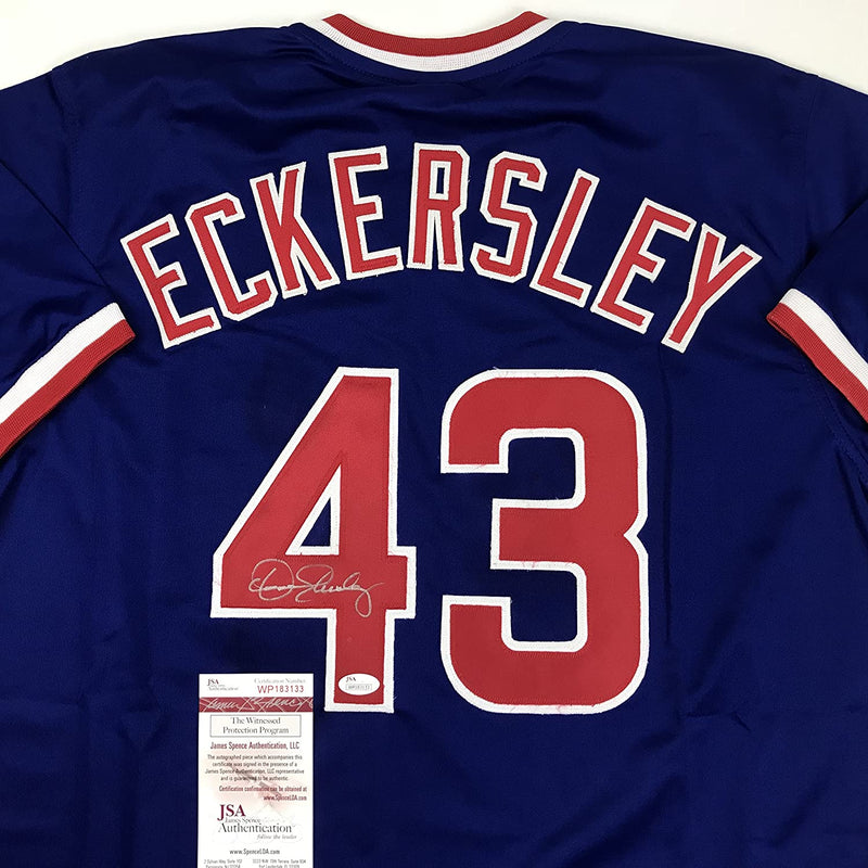Autographed/Signed Dennis Eckersley Chicago Blue Baseball Jersey JSA COA