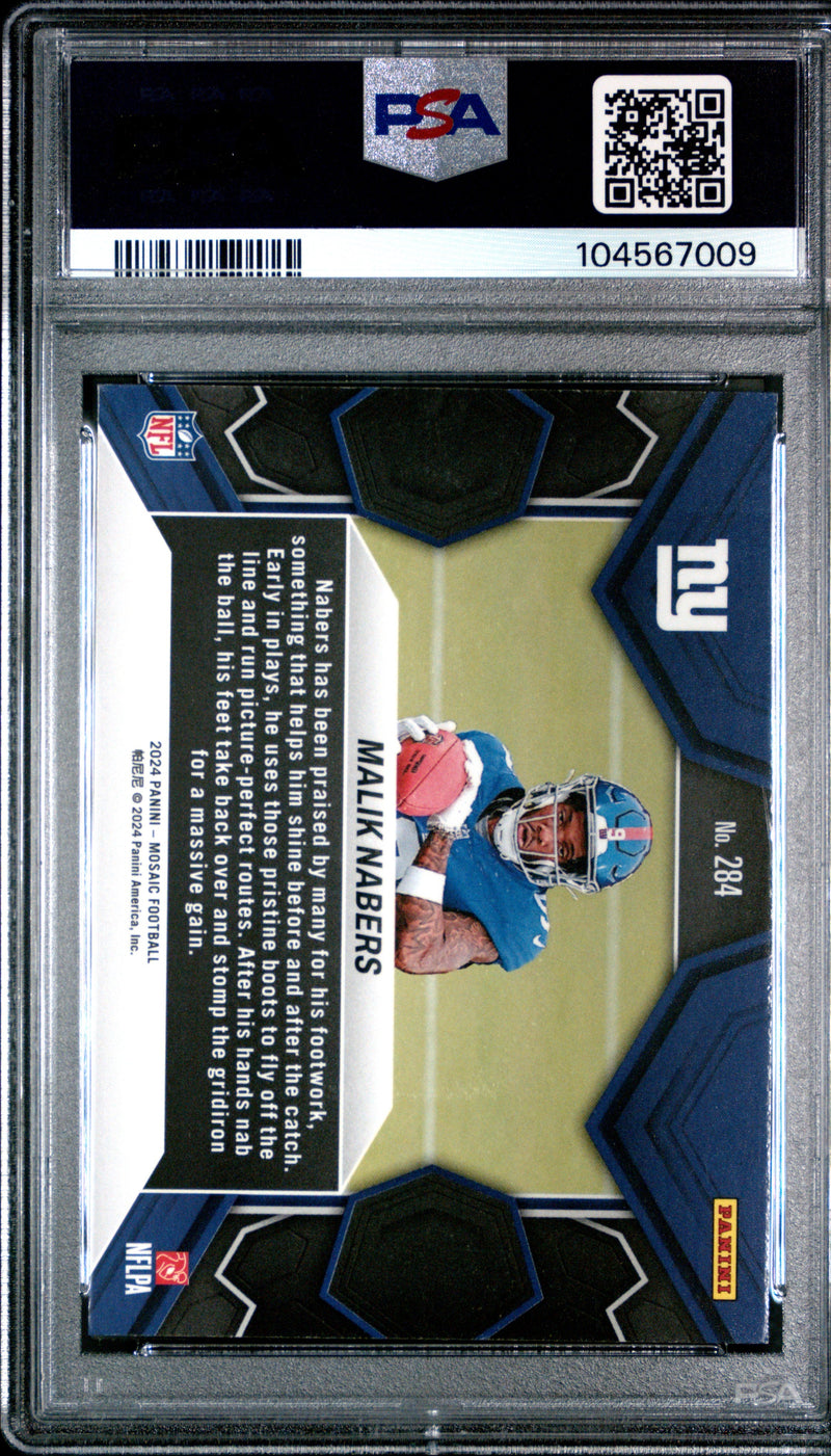Graded 2024 Panini Mosaic Malik Nabers #284 Rookie RC Football Card PSA 9 Mint