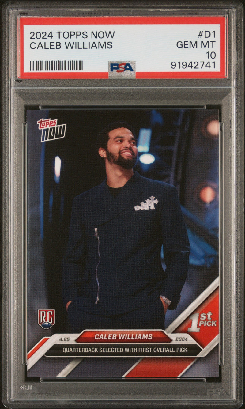 Graded 2024 Topps Now Caleb Williams #D1 Rookie RC Football Card PSA 10 Gem Mint
