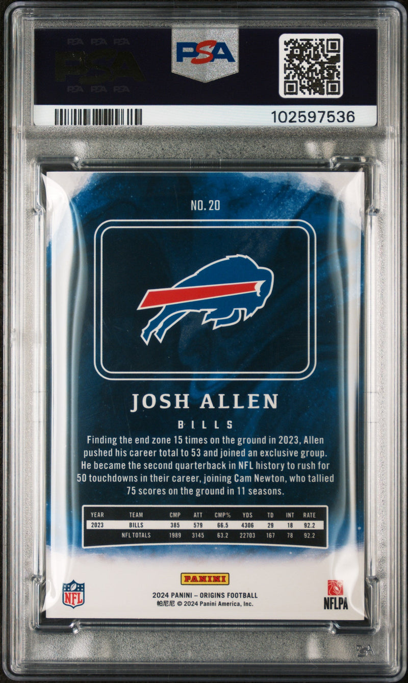 Graded 2024 Panini Origins Josh Allen #20 Football Card PSA 6 Excellent Mint