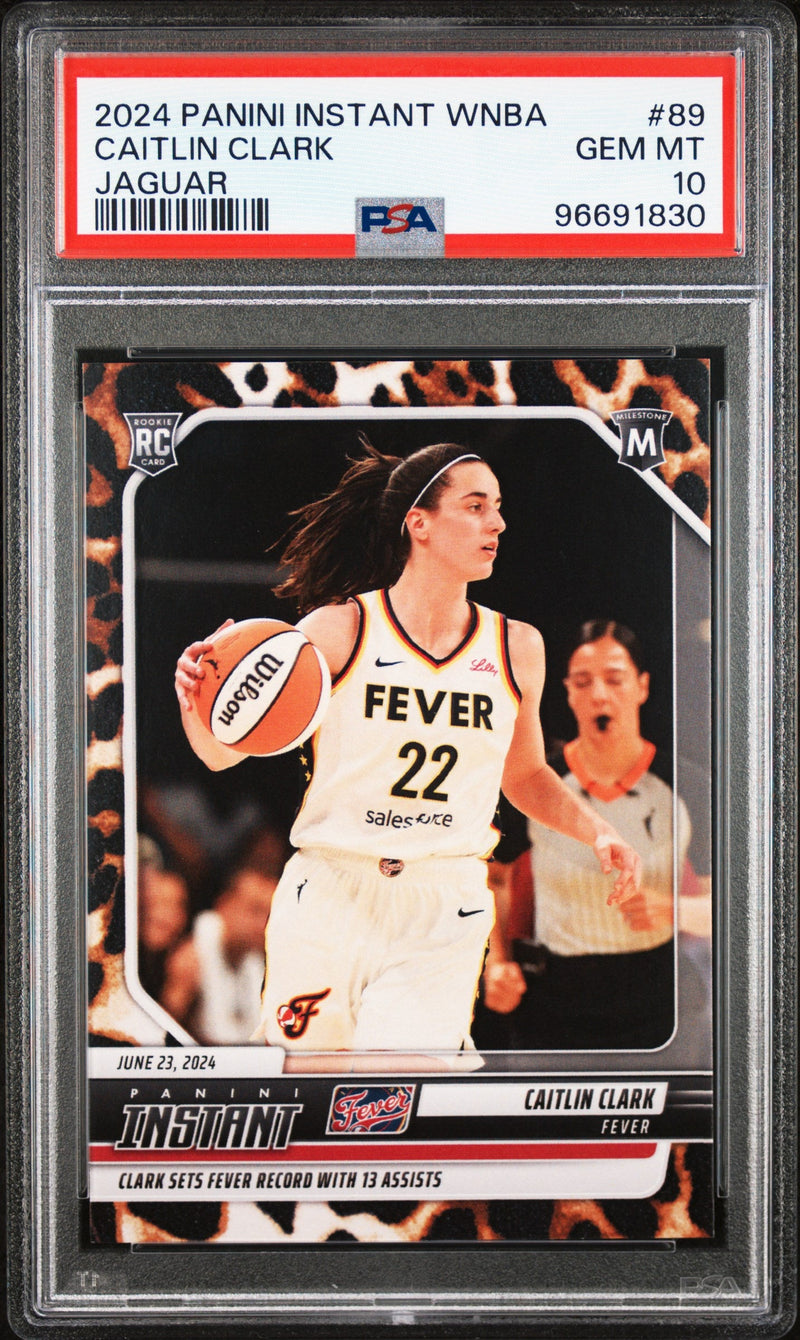 Graded 2024 Panini Instant WNBA Caitlin Clark #89 Jaguar #/10 Rookie RC Basketball Card PSA 10 Gem Mint