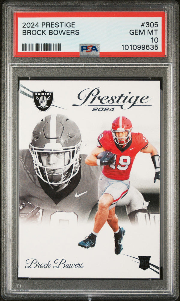 Graded 2024 Panini Prestige Brock Bowers #305 Rookie RC Football Card PSA 10 Gem Mint