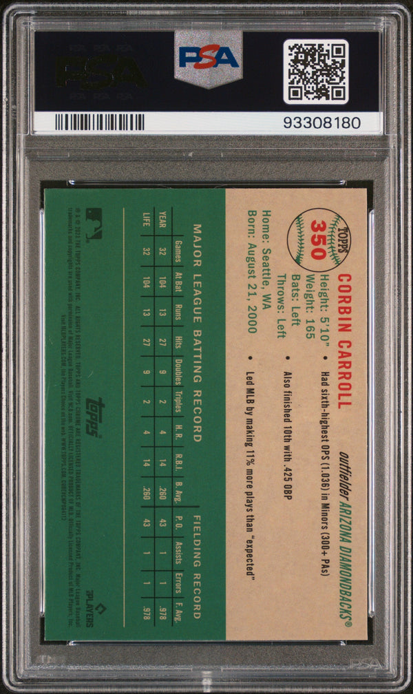 Graded 2023 Topps Platinum Anniversary Corbin Carroll #350 Rookie RC Baseball Card PSA 10 Gem Mint