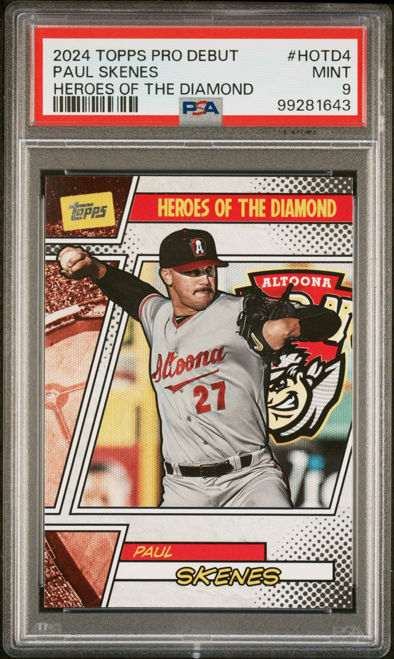 Graded 2024 Topps Pro Debut Paul Skenes #HOTD4 Heros of the Diamond Rookie RC Baseball Card PSA 9 Mint