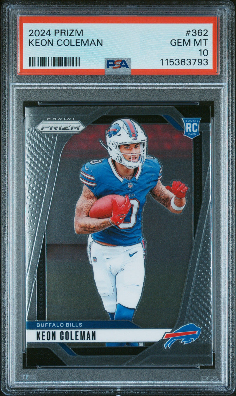 Graded 2024 Panini Prizm Keon Coleman #362 Rookie RC Football Card PSA 10 Gem Mint