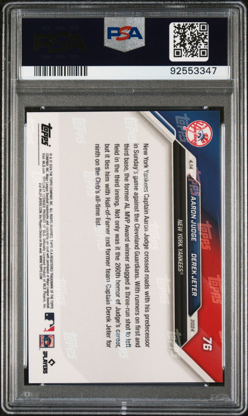 Graded 2024 Topps Now Aaron Judge/Derek Jeter #76 Baseball Card PSA 10 Gem Mint