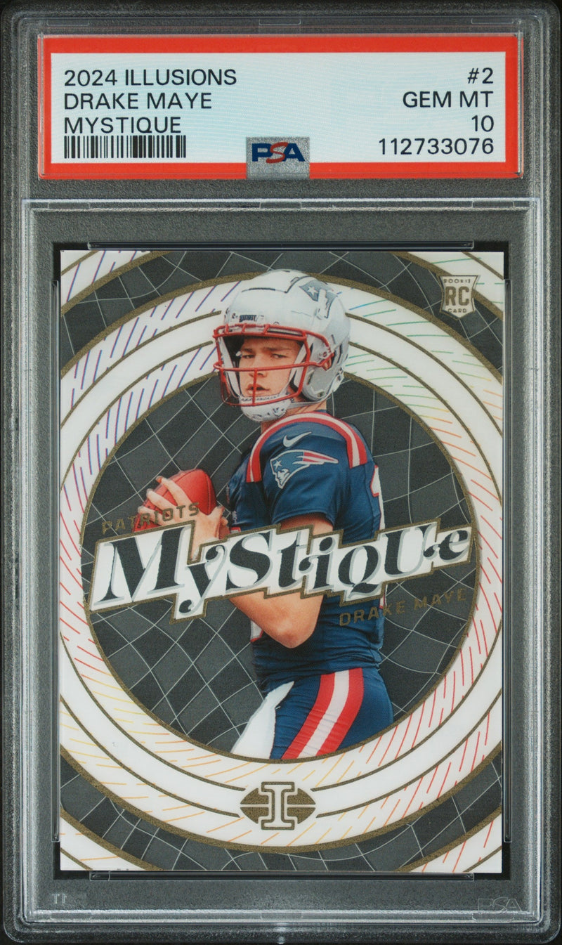 Graded 2024 Panini Illusions Drake Maye #2 Mystique Rookie RC Football Card PSA 10 Gem Mint