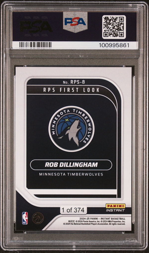 Graded 2024 Panini Instant NBA Rob Dillingham #8 RPS First Look Rookie RC Basketball Card PSA 10 Gem Mint
