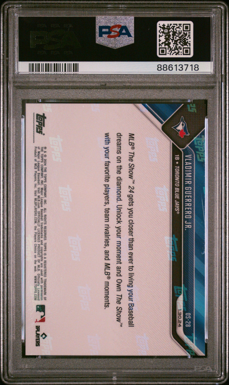 Graded 2023 Topps Now Vladimir Guerrero Jr. #OS28 MLB The Show 24 Baseball Card PSA 10 Gem Mint
