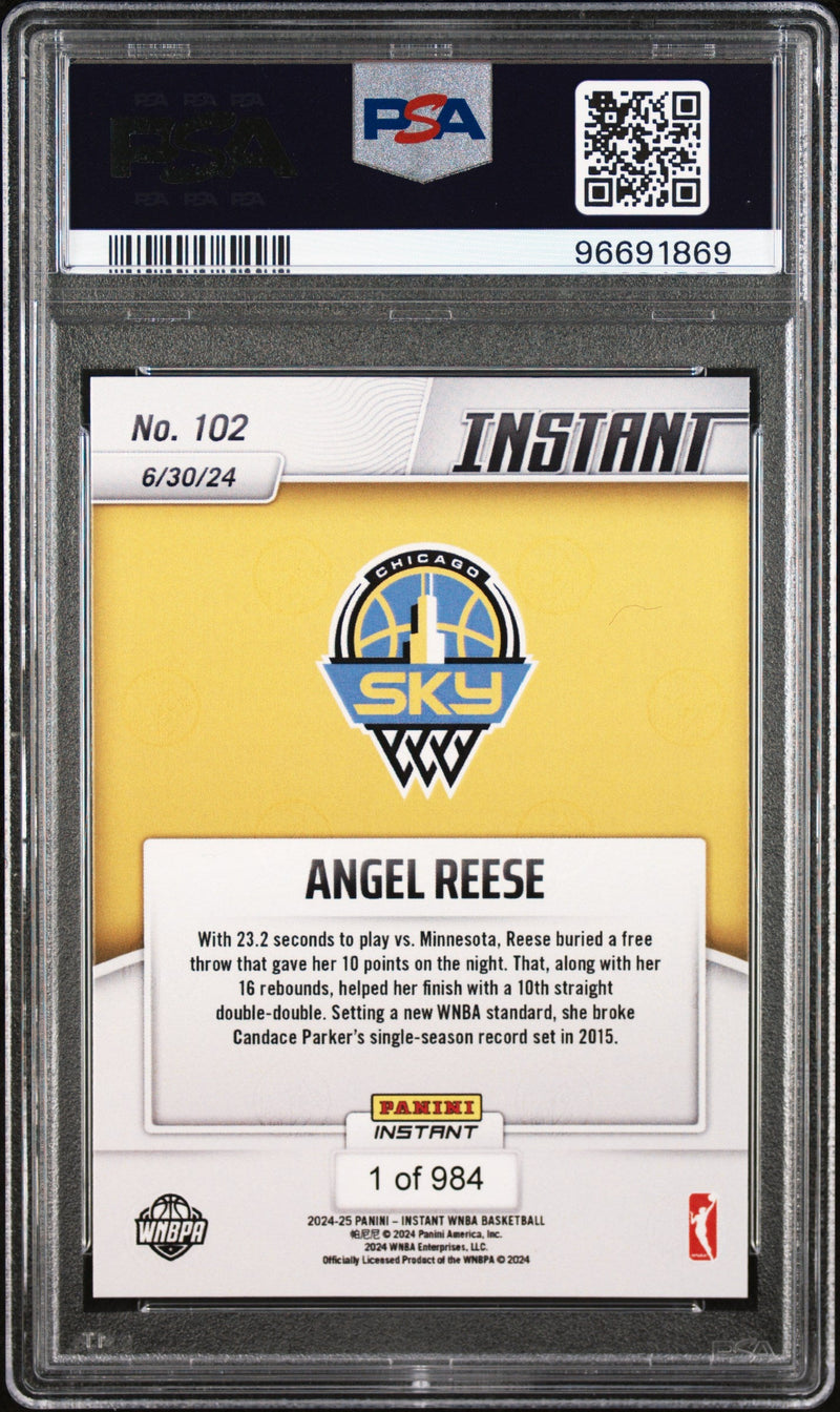 Graded 2024 Panini Instant WNBA Angel Reese #102 Rookie RC Basketball Card PSA 7 Near Mint