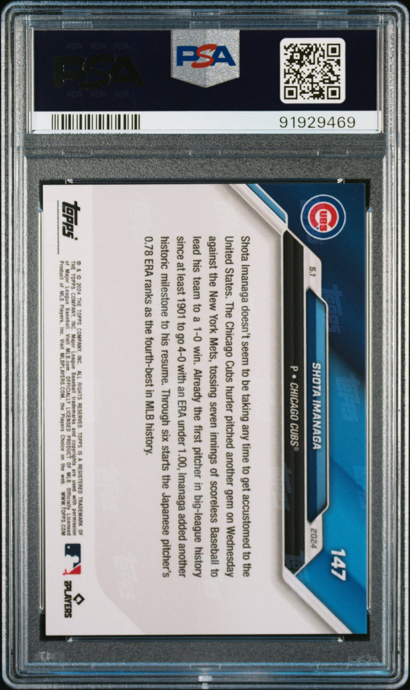 Graded 2024 Topps Now Shota Imanaga #147 Rookie RC Baseball Card PSA 9 Mint