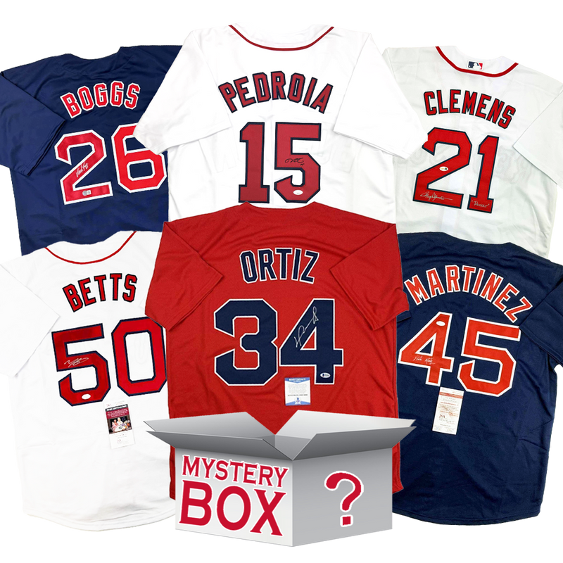 Autographed/Signed Boston Baseball Jersey Mystery Box with PSA JSA or Beckett COA