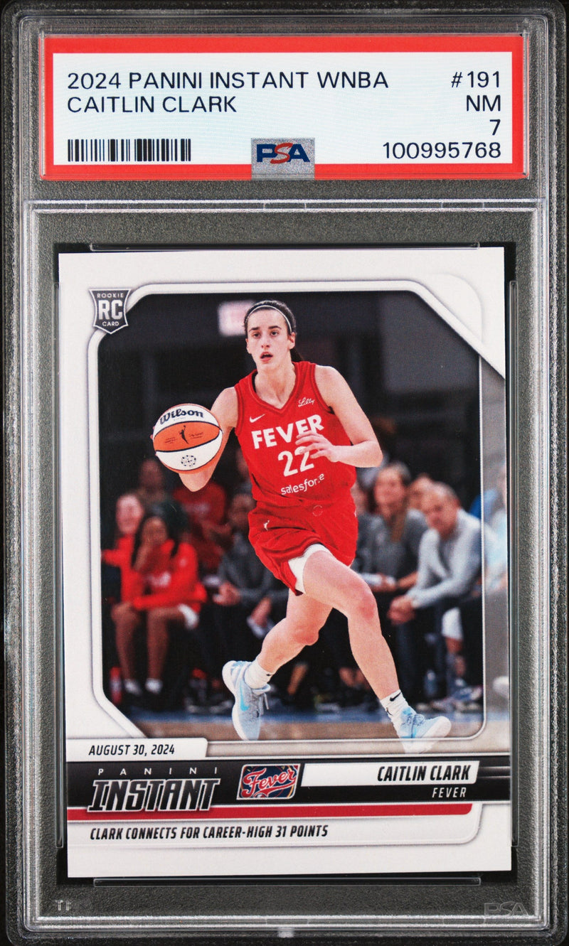 Graded 2024 Panini Instant WNBA Caitlin Clark #191 Rookie RC Basketball Card PSA 7 Near Mint