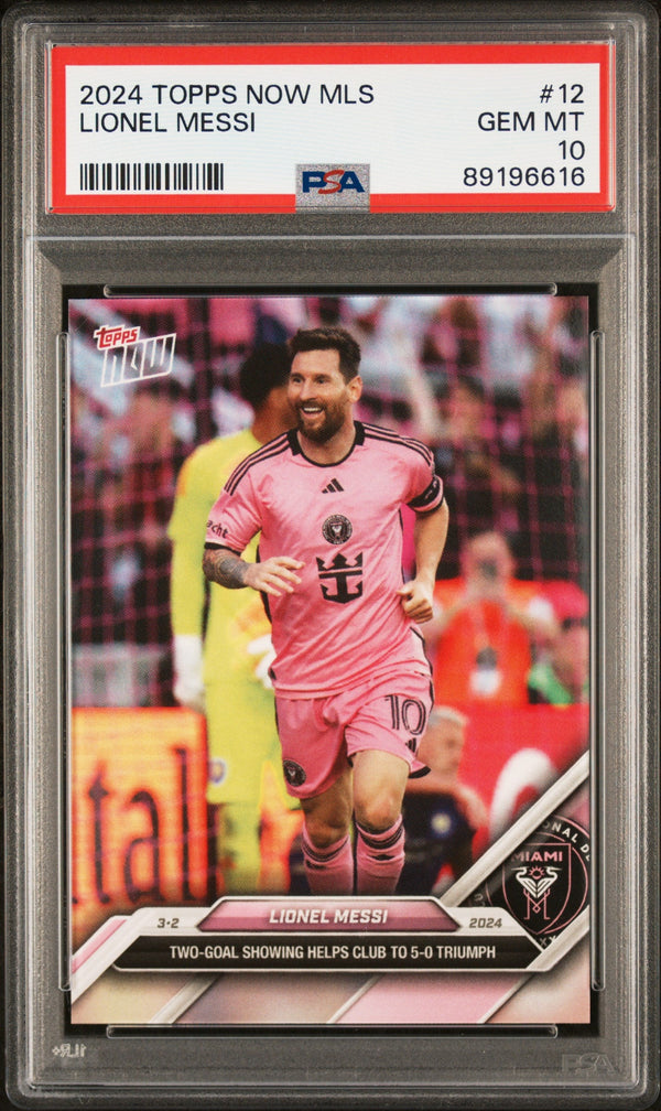 Graded 2024 Topps Now MLS Lionel Messi #12 Soccer Card PSA 10 Gem Mint