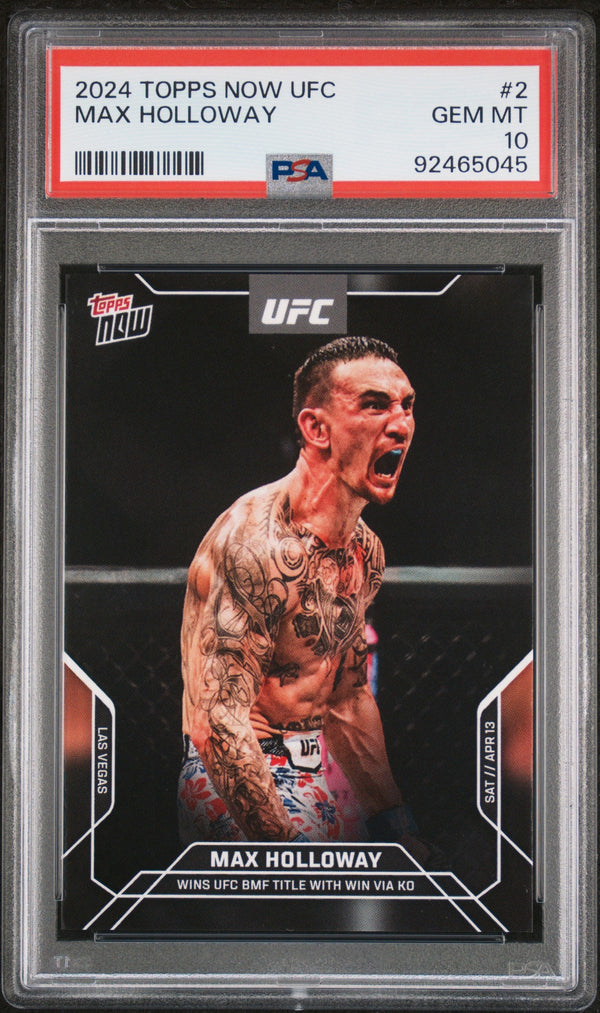 Graded 2024 Topps Now Max Holloway #2 BMF Knockout UFC MMA Card PSA 10 Gem Mint