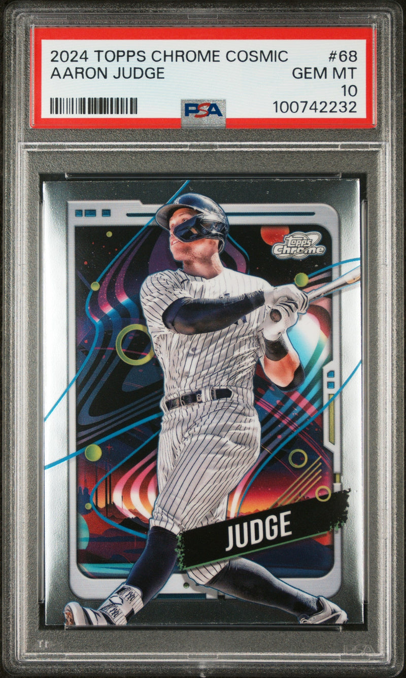 Graded 2024 Topps Chrome Cosmic Aaron Judge #68 Baseball Card PSA 10 Gem Mint