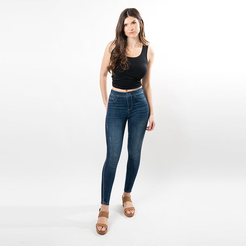 Braided Side Trim Ankle Skinny