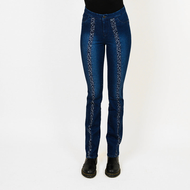 Laced Up Leg Print Insert Skinny