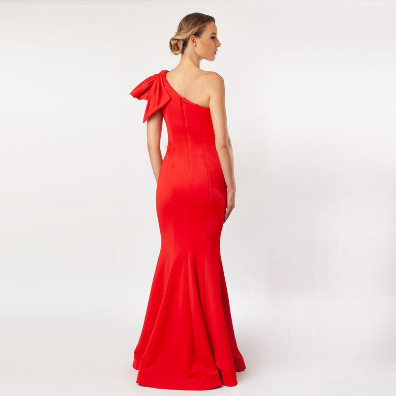 One Shoulder Bow Sleeve Gown