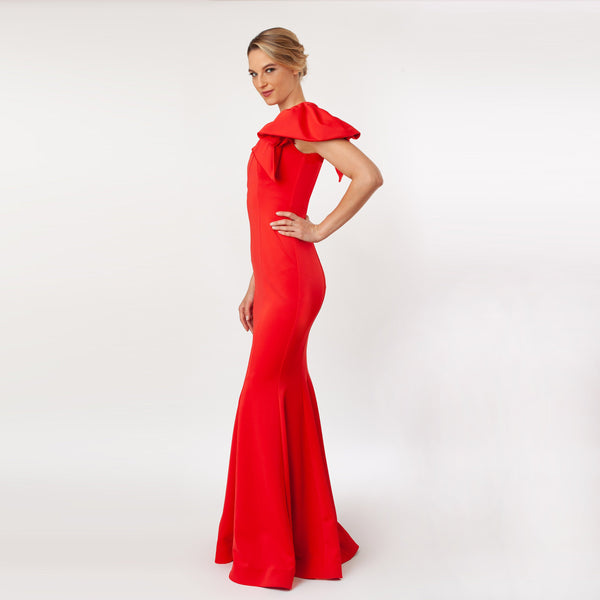 One Shoulder Bow Sleeve Gown