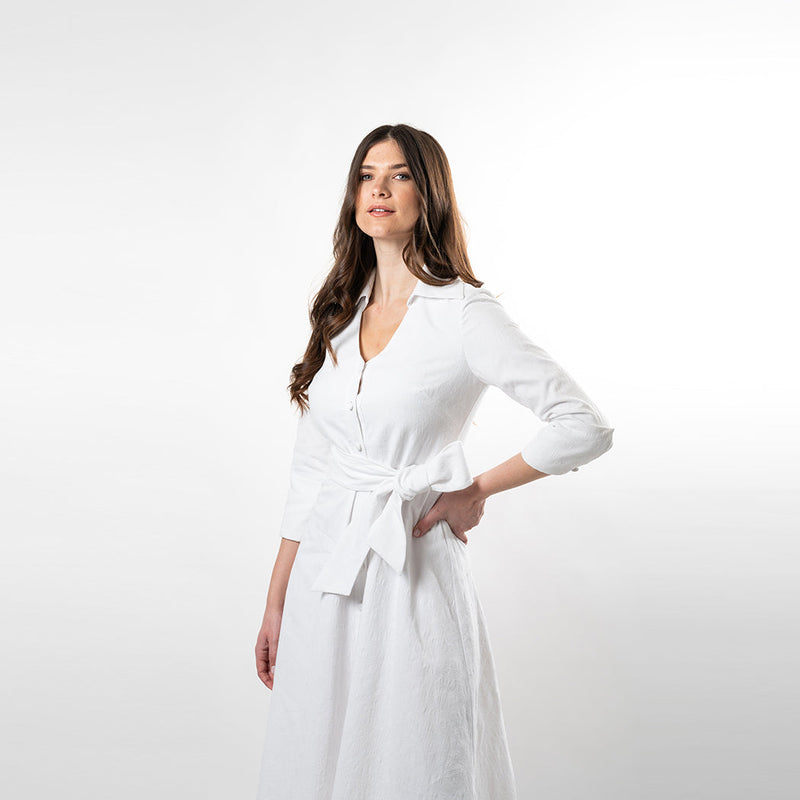 Button Down Fit & Flare Shirt Dress