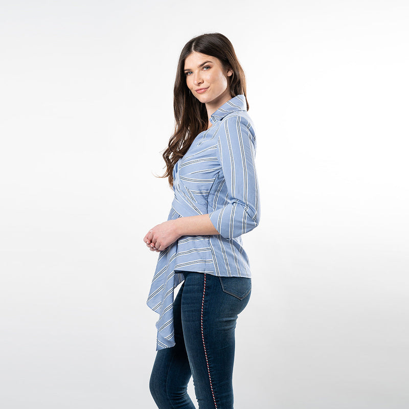 Asymmetric Hem Wrap Shirt