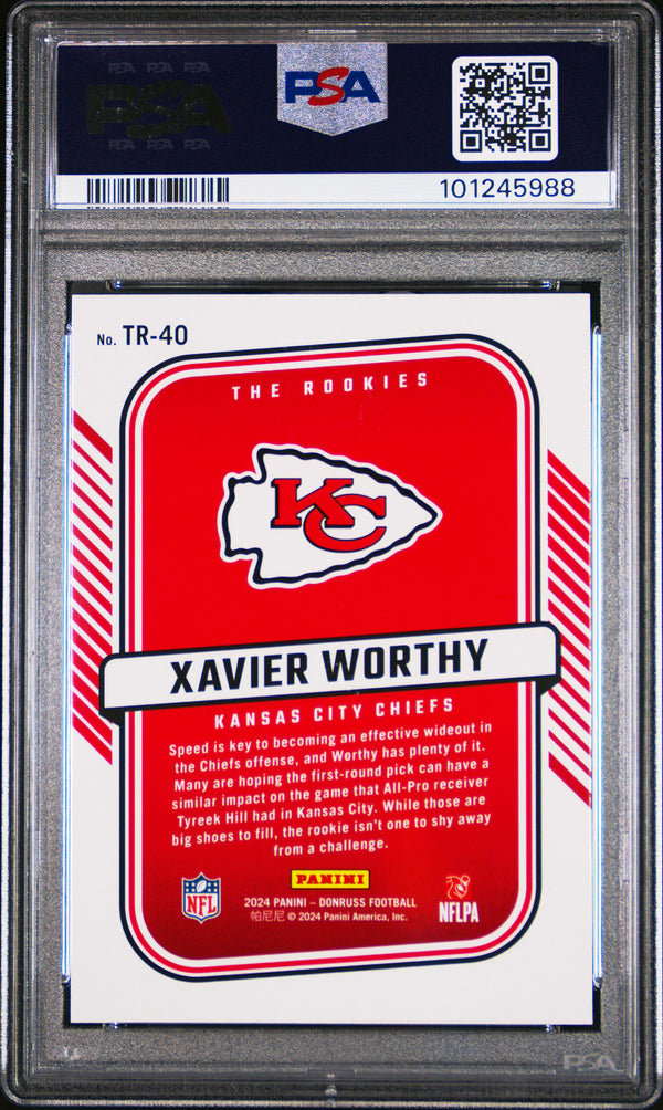Graded 2024 Panini Donruss Xavier Worthy #TR40 The Rookies Rookie RC Football Card PSA 10 Gem Mint