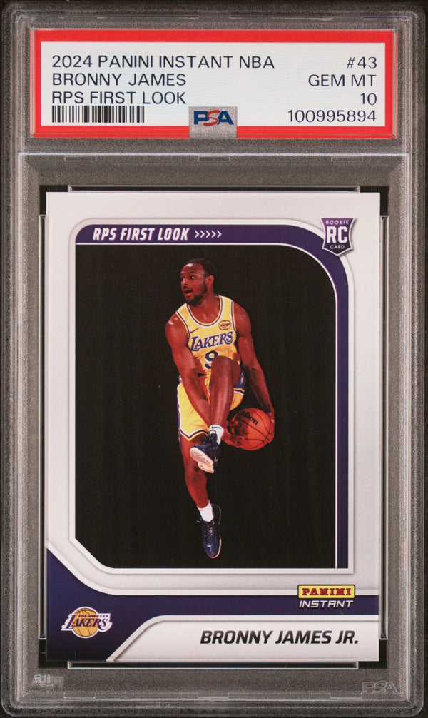 Graded 2024 Panini Instant NBA Bronny James #43 RPS First Look Rookie RC Basketball Card PSA 10 Gem Mint