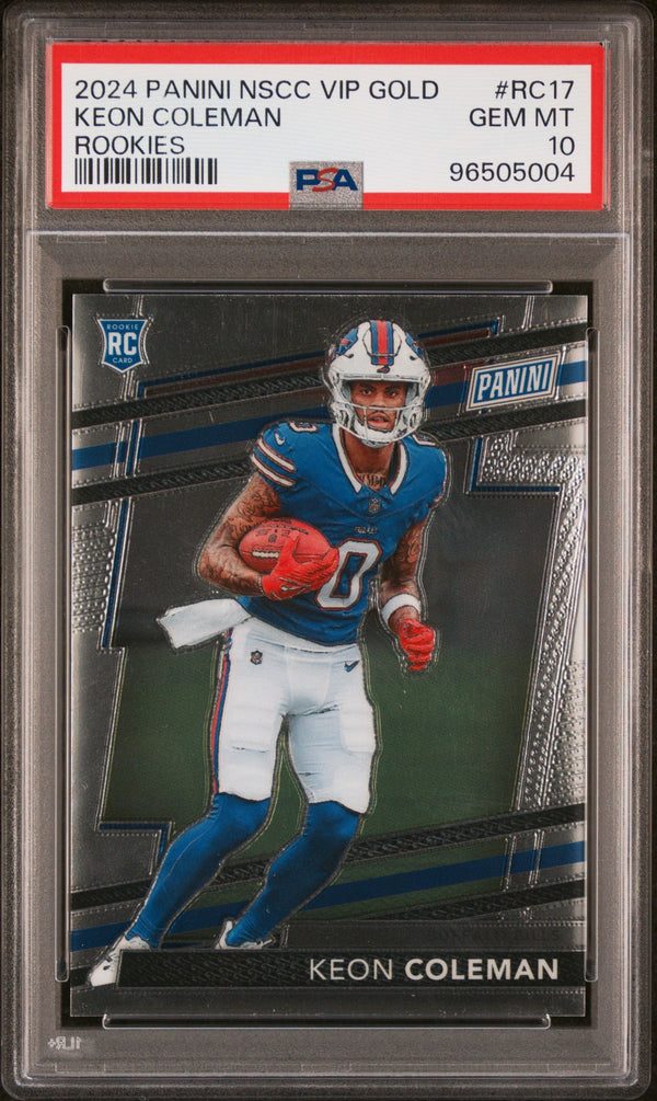 Graded 2024 Panini NSCC VIP Gold Keon Coleman #RC17 Rookies Rookie RC Football Card PSA 10 Gem Mint