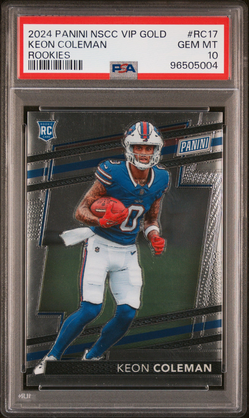 Graded 2024 Panini NSCC VIP Gold Keon Coleman #RC17 Rookies Rookie RC Football Card PSA 10 Gem Mint