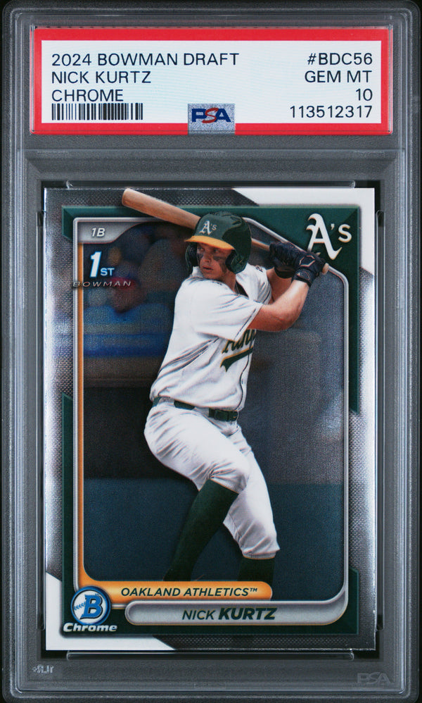 Graded 2024 Topps Bowman Draft Nick Kurtz #BDC56 Chrome Rookie RC Baseball Card PSA 10 Gem Mint