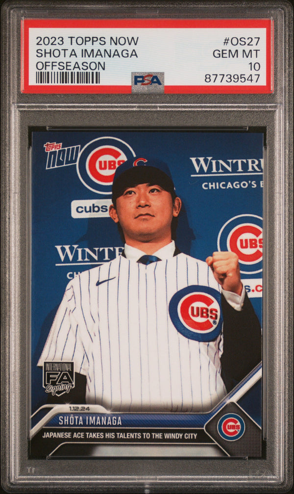 Graded 2023 Topps Now Shota Imanaga #OS27 Offseason Rookie RC Baseball Card PSA 10 Gem Mint