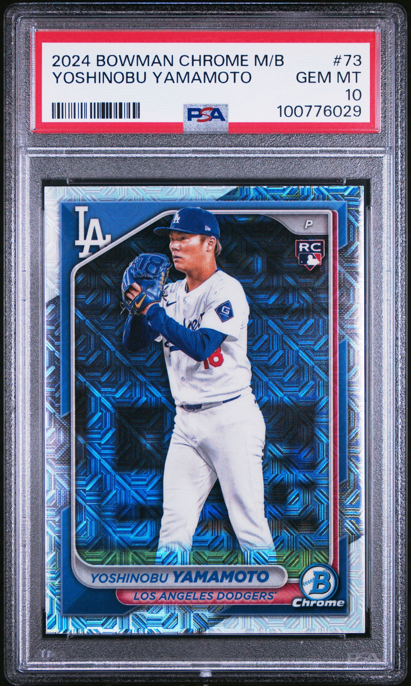 Graded 2024 Topps Bowman Chrome Mega Box Yoshinobu Yamamoto #73 Rookie RC Baseball Card PSA 10 Gem Mint