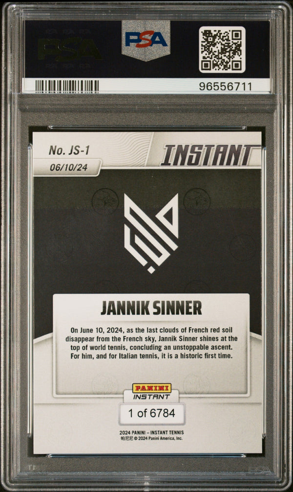 Graded 2024 Panini Instant Jannik Sinner #JS1 New World #1 Rookie RC Tennis Card PSA 9 Mint