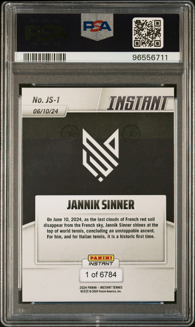 Graded 2024 Panini Instant Jannik Sinner #JS1 New World #1 Rookie RC Tennis Card PSA 9 Mint