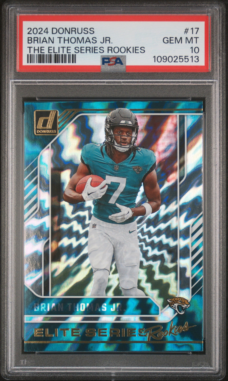 Graded 2024 Panini Donruss Brian Thomas Jr #17 Elite Series Rookies Rookie RC Football Card PSA 10 Gem Mint