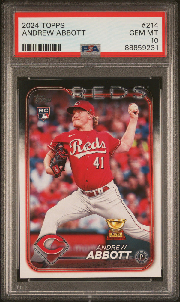 Graded 2024 Topps Andrew Abbott #214 Rookie RC Baseball Card PSA 10 Gem Mint