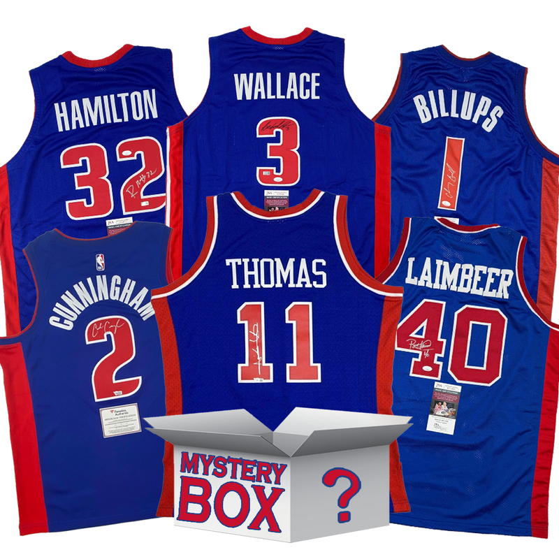 Autographed/Signed Detroit Basketball Jersey Mystery Box with PSA JSA or Beckett COA